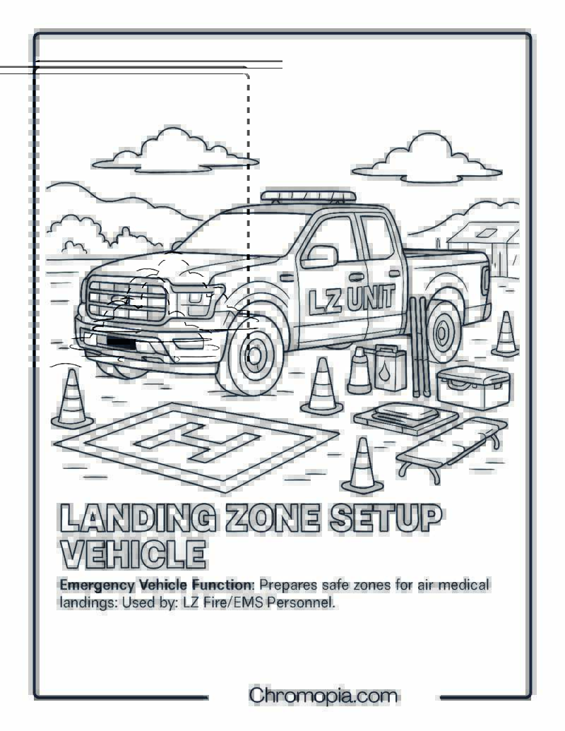 Landing Zone Setup Vehicle – Emergency Vehicle Coloring Page
