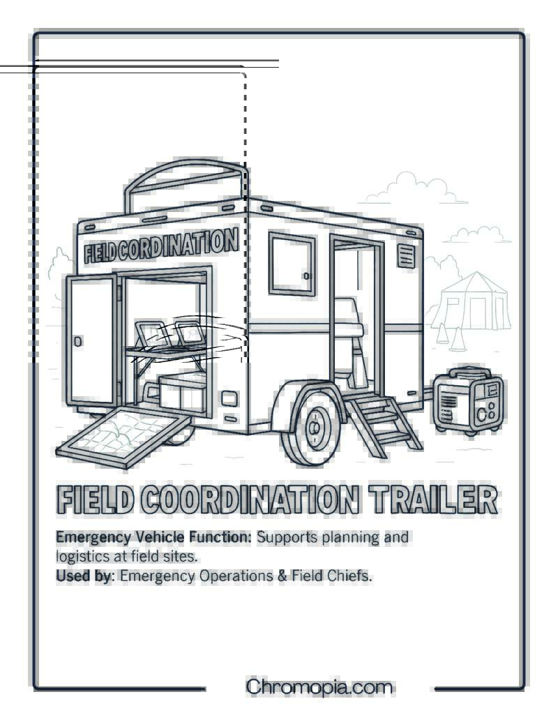 Field Coordination Trailer – Emergency Vehicle Coloring Page