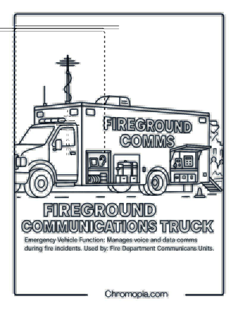 Fireground Communications Truck – Emergency Vehicle Coloring Page