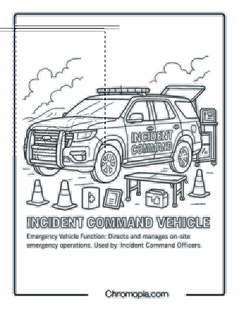 Incident Command Vehicle – Emergency Vehicle Coloring Page