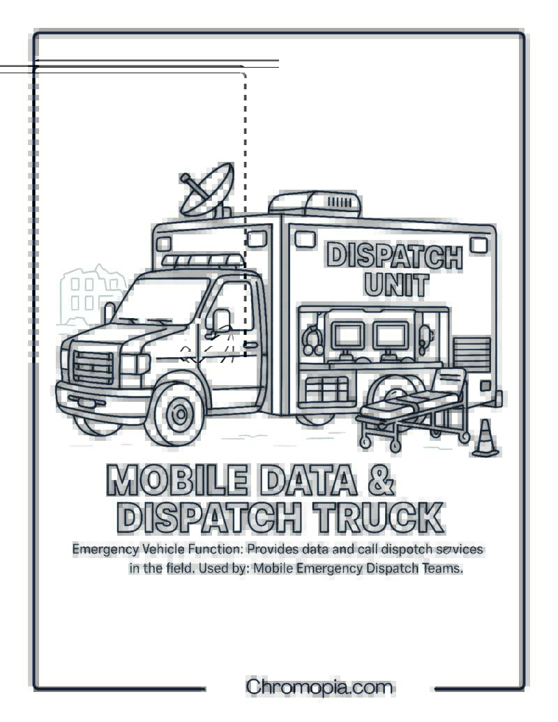 Mobile Data & Dispatch Truck – Emergency Vehicle Coloring Page