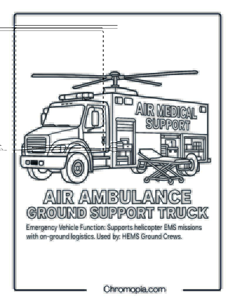 Air Ambulance Ground Support Truck – Emergency Vehicle Coloring Page