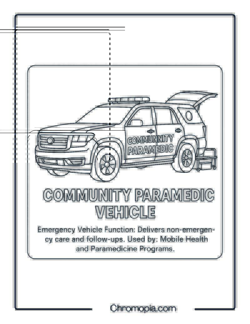 Community Paramedic Vehicle – Emergency Vehicle Coloring Page