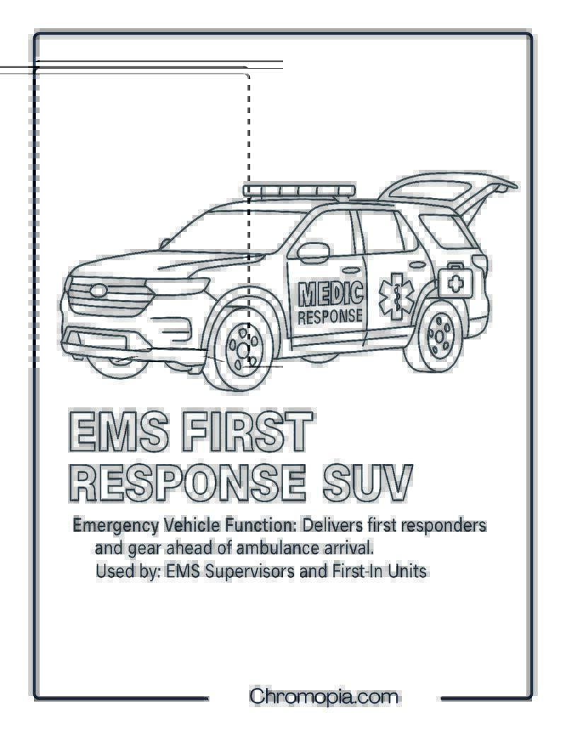 EMS First Response SUV – Emergency Vehicle Coloring Page