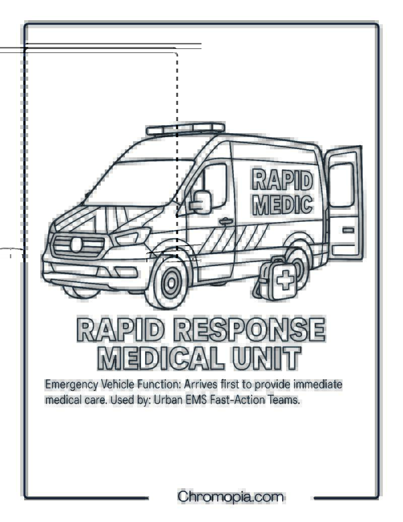 Rapid Response Medical Unit – Emergency Vehicle Coloring Page