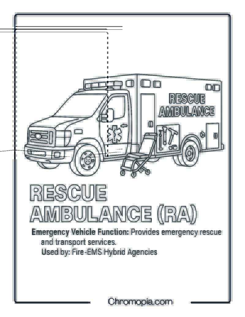 Rescue Ambulance (RA) – Emergency Vehicle Coloring Page