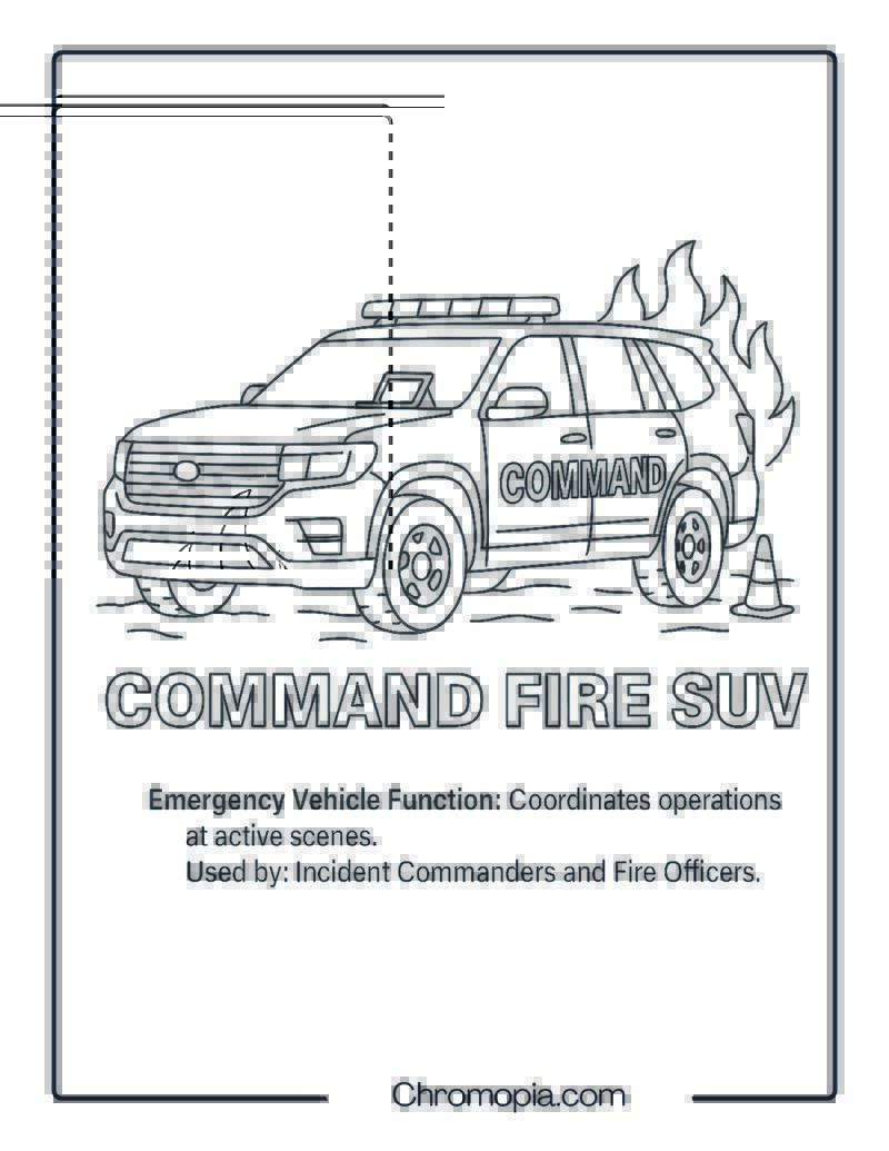 Command Fire SUV – Emergency Vehicle Coloring Page