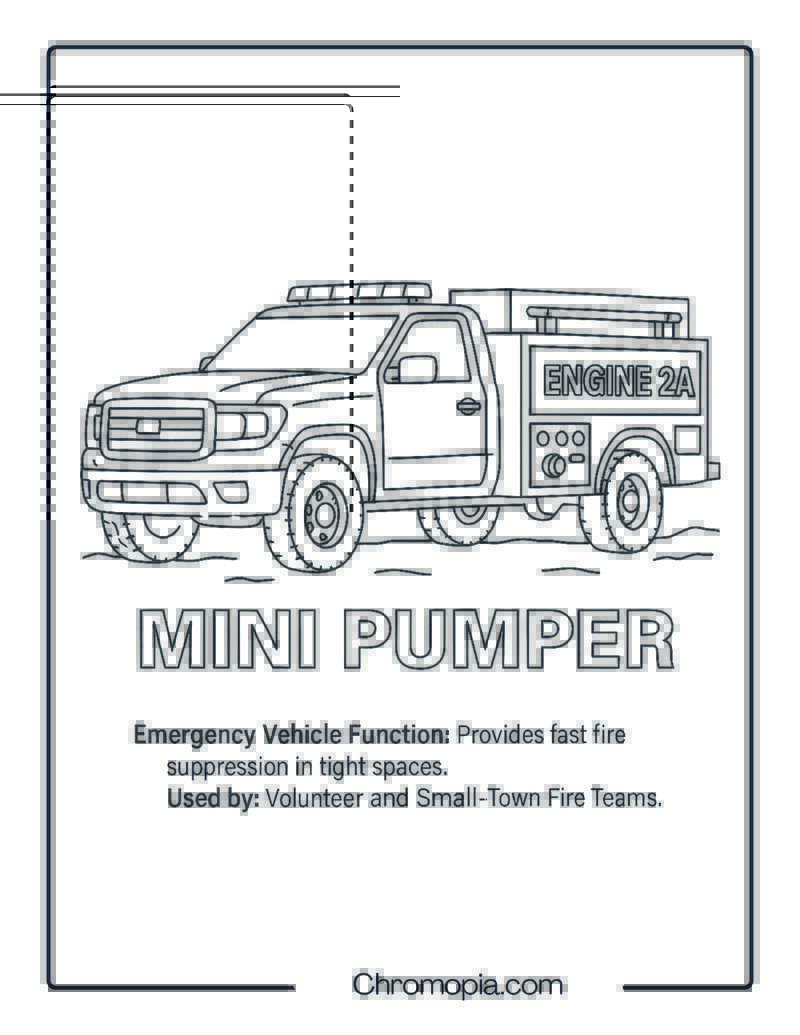 Mini Pumper – Emergency Vehicle Coloring Page