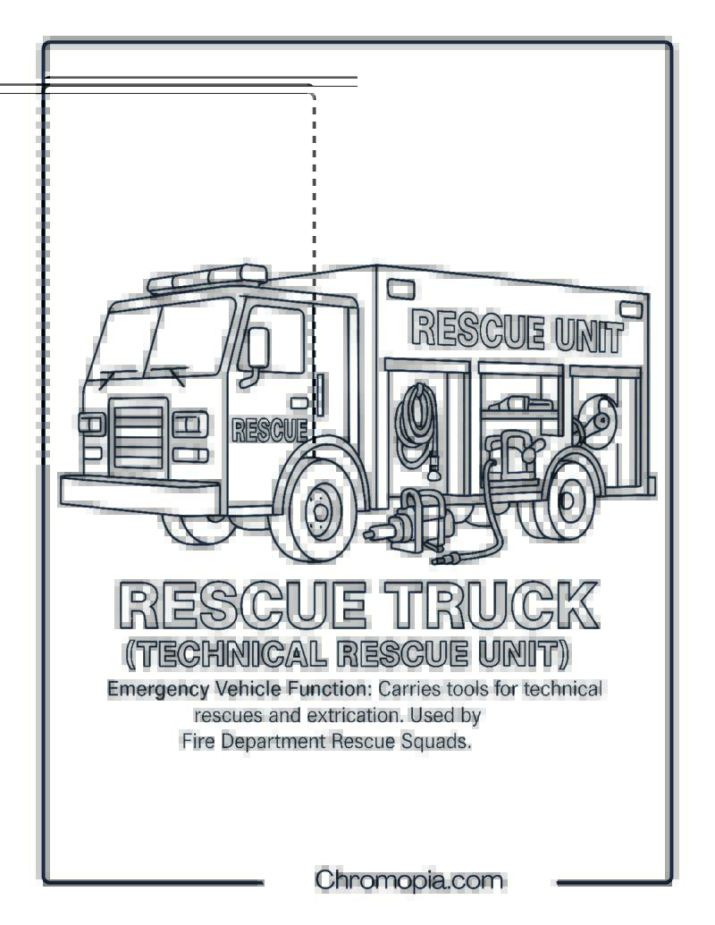 Rescue Truck (Technical Rescue Unit) – Emergency Vehicle Coloring Page
