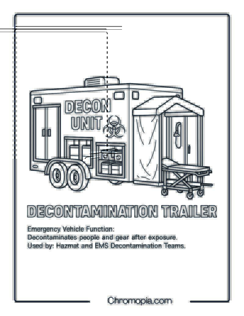 Decontamination Trailer – Emergency Vehicle Coloring Page