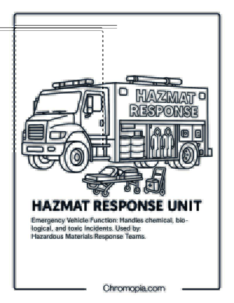 Hazmat Response Unit – Emergency Vehicle Coloring Page