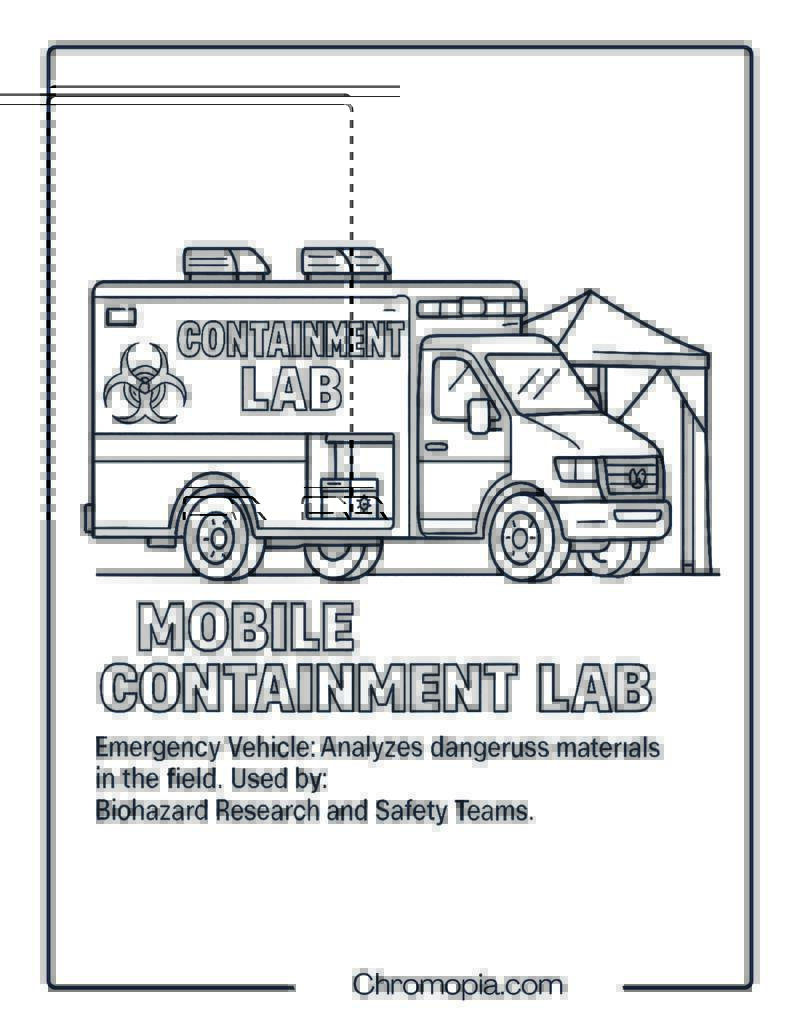Mobile Containment Lab – Emergency Vehicle Coloring Page