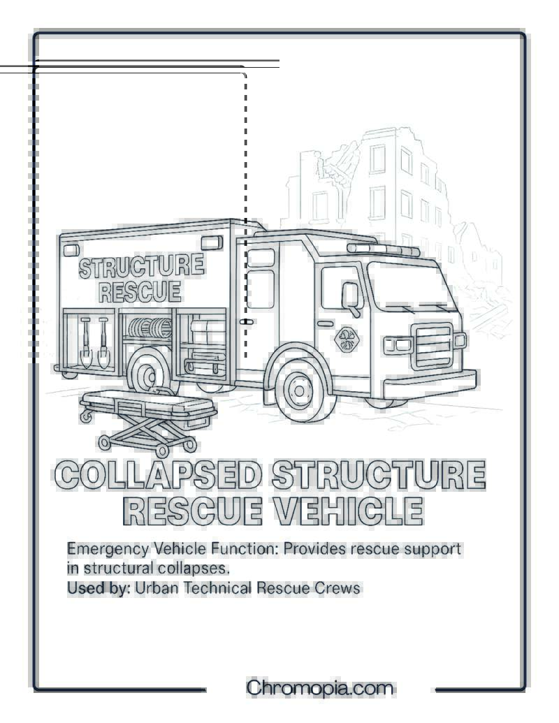 Collapsed Structure Rescue Vehicle – Emergency Vehicle Coloring Page