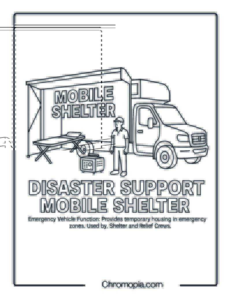 Disaster Support Mobile Shelter – Emergency Vehicle Coloring Page