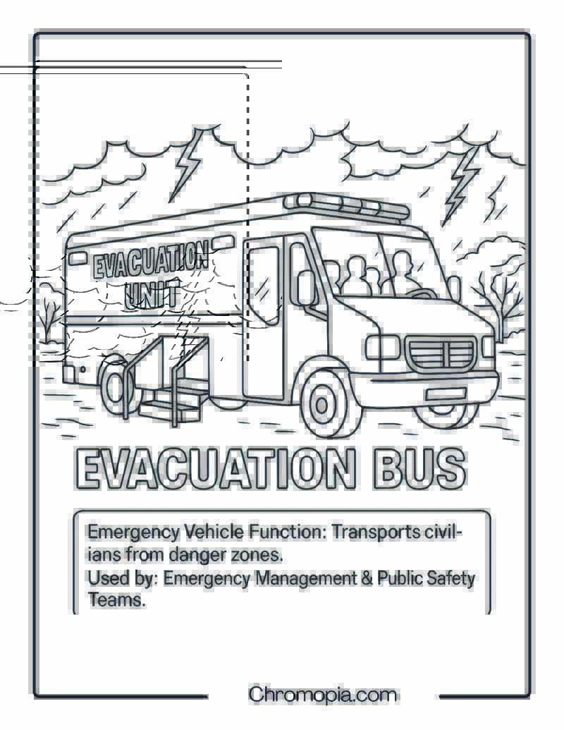 Evacuation Bus – Emergency Vehicle Coloring Page