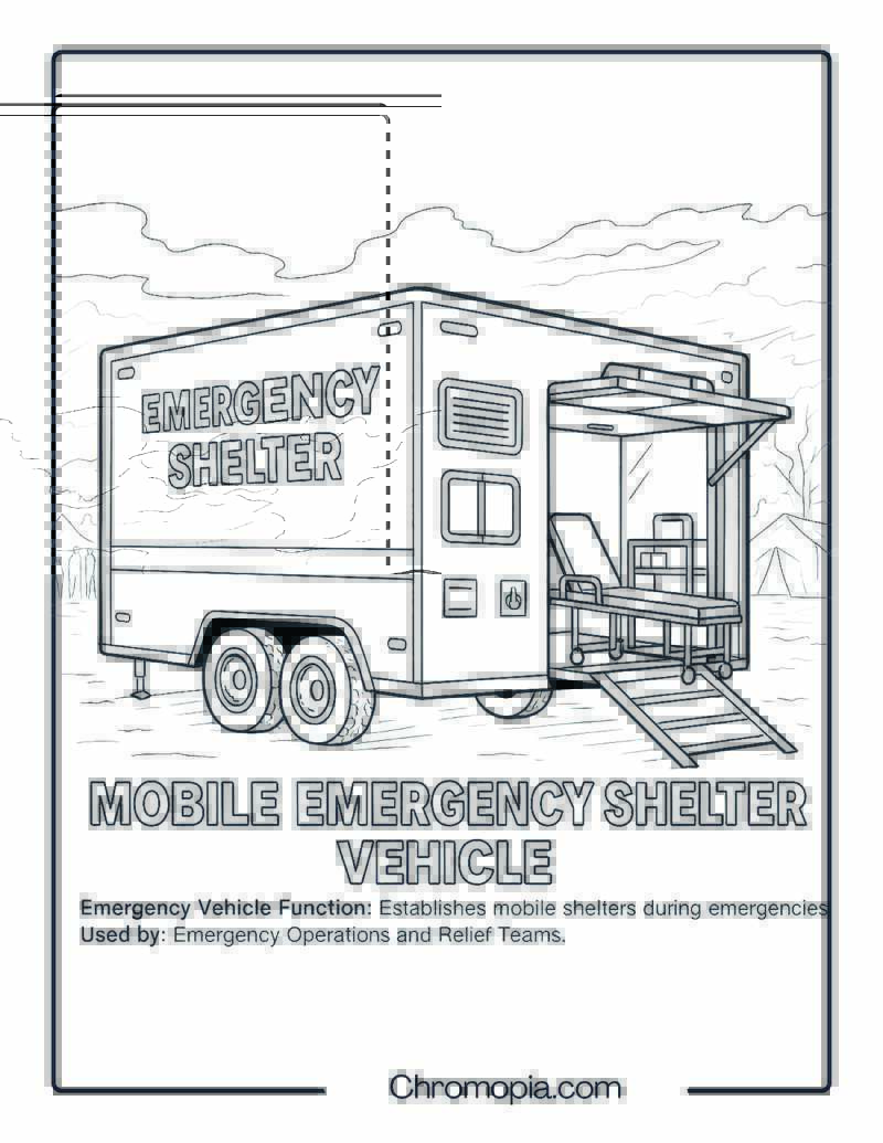 Mobile Emergency Shelter Vehicle – Emergency Vehicle Coloring Page