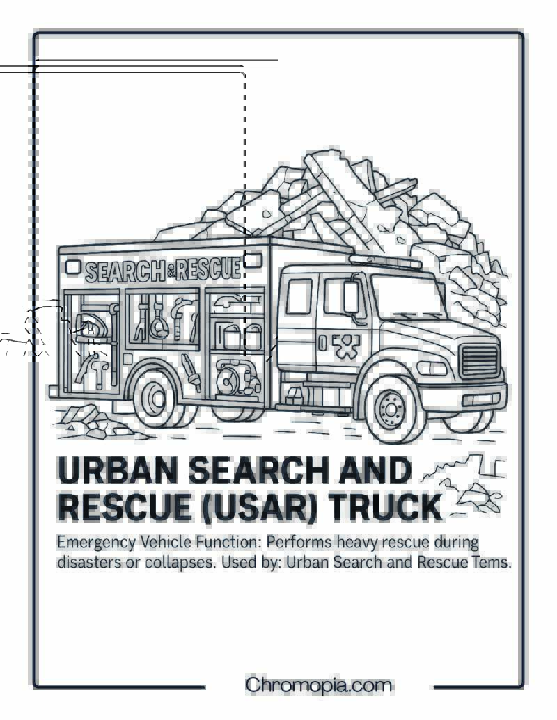Urban Search and Rescue (USAR) Truck – Emergency Vehicle Coloring Page