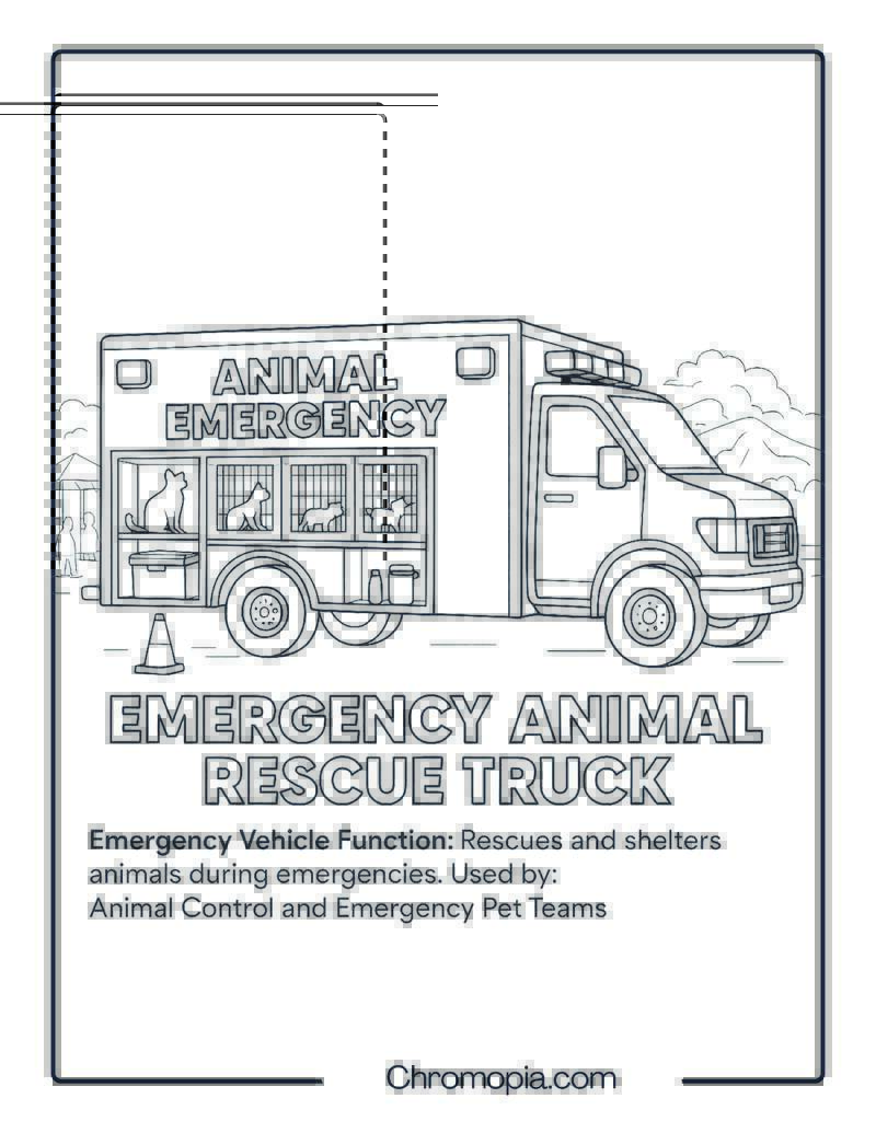 Emergency Animal Rescue Truck – Emergency Vehicle Coloring Page