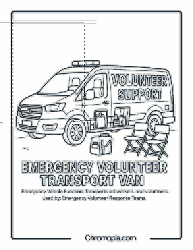 Emergency Volunteer Transport Van – Emergency Vehicle Coloring Page