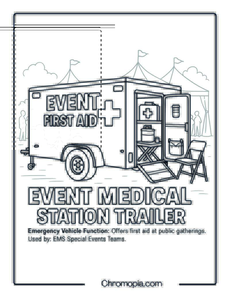 Event Medical Station Trailer – Emergency Vehicle Coloring Page