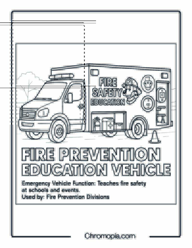 Fire Prevention Education Vehicle – Emergency Vehicle Coloring Page