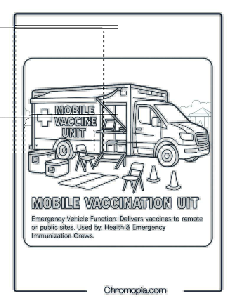 Mobile Vaccination Unit – Emergency Vehicle Coloring Page