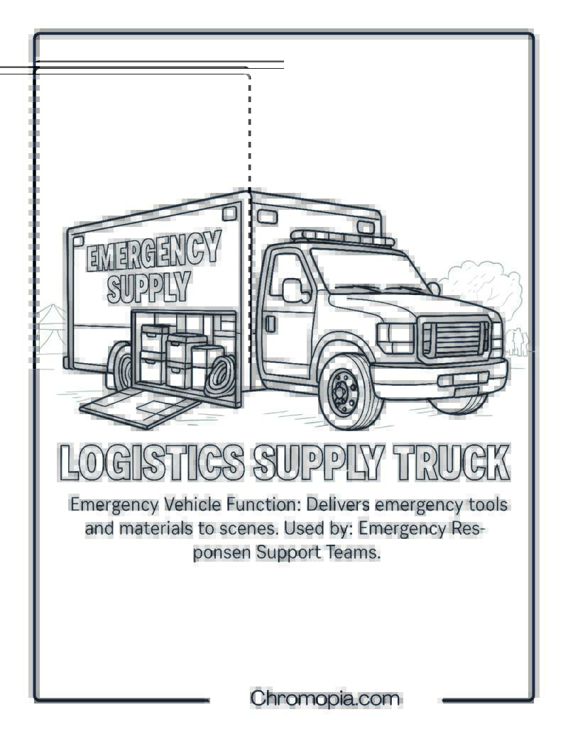 Logistics Supply Truck – Emergency Vehicle Coloring Page
