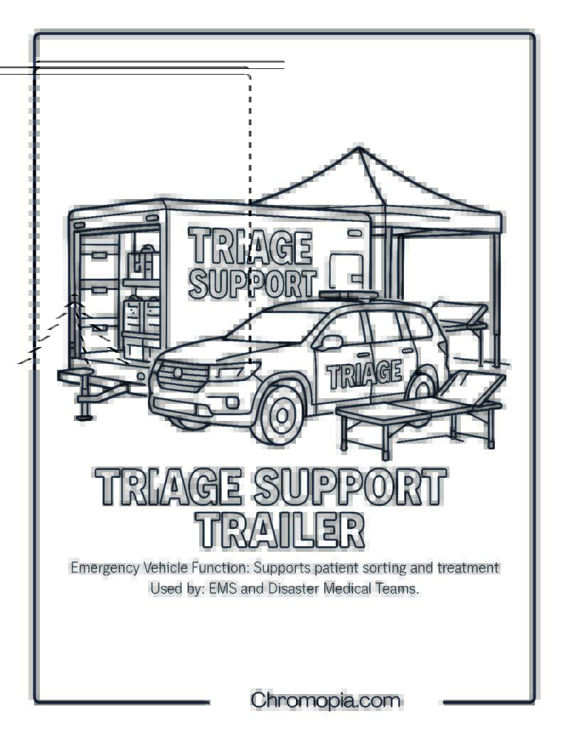 Triage Support Trailer – Emergency Vehicle Coloring Page