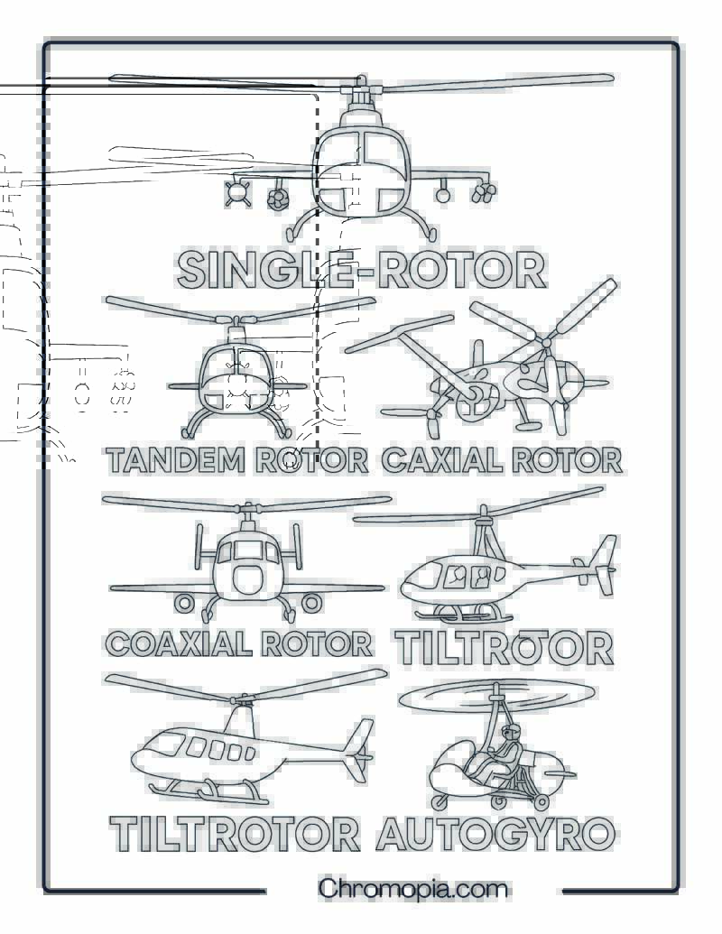Technical Rotor Designs Showcase – Helicopter Coloring Page