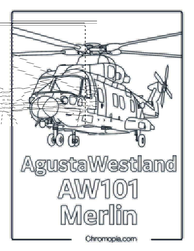 AgustaWestland AW101 Merlin – Helicopter Coloring Page