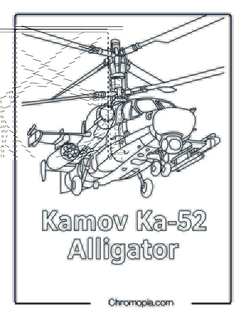Kamov Ka-52 Alligator – Helicopter Coloring Page