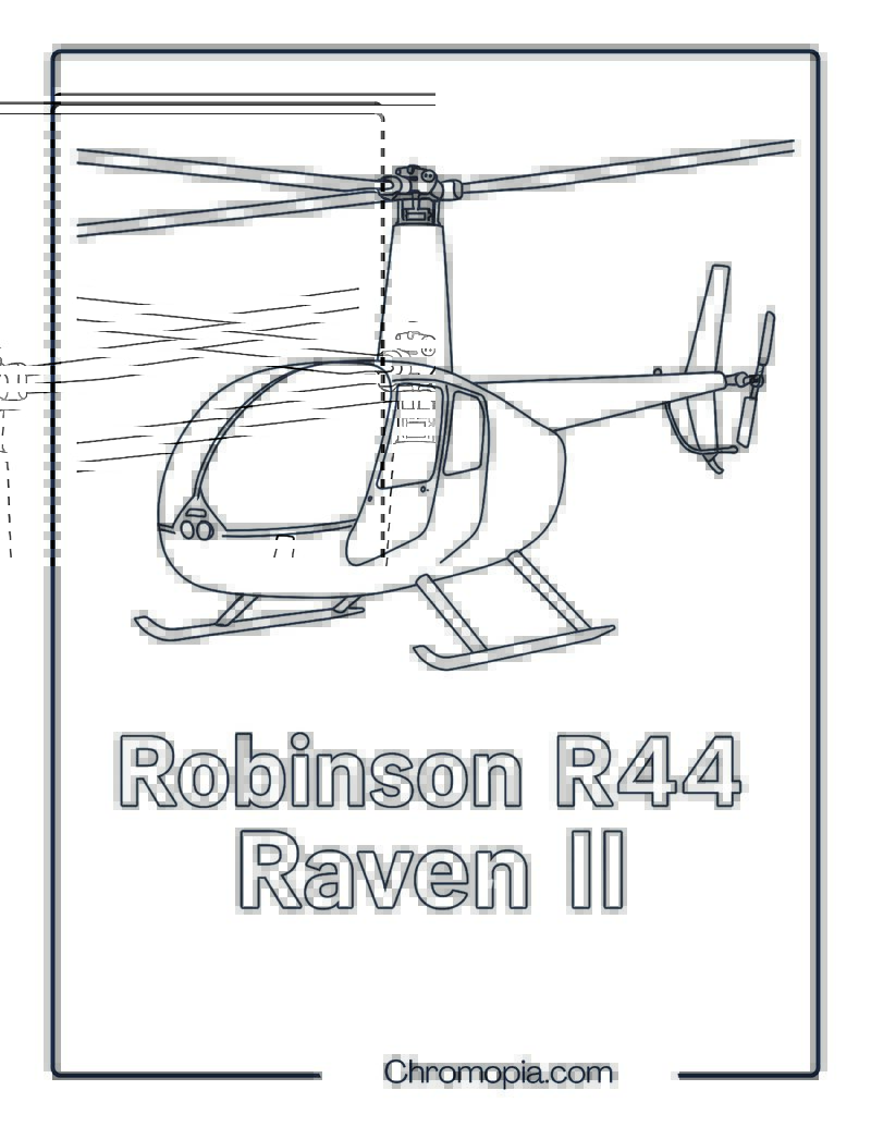 Robinson R44 Raven II – Helicopter Coloring Page