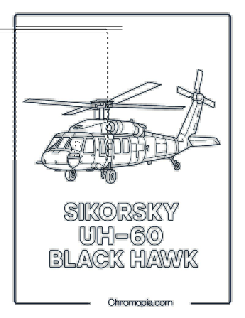 Sikorsky UH-60 Black Hawk – Helicopter Coloring Page