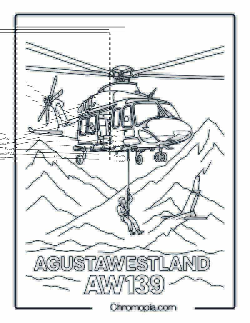 AgustaWestland AW139 Medical Rescue – Helicopter Coloring Page