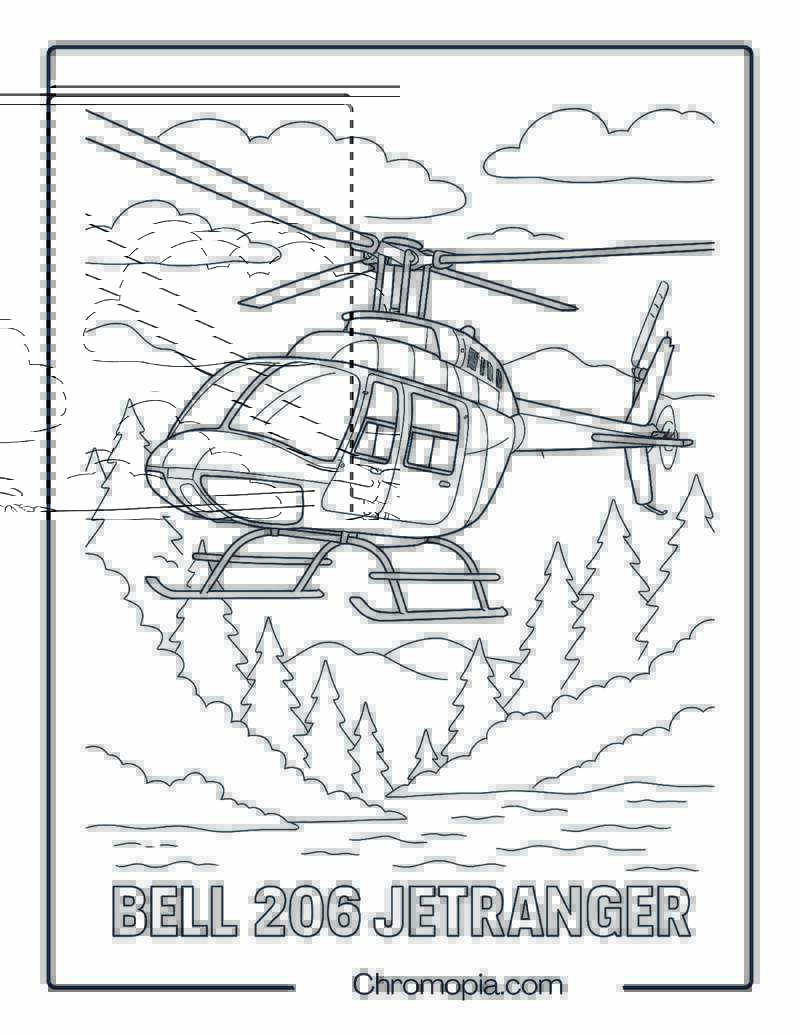 Bell 206 JetRanger Scenic Charter – Helicopter Coloring Page