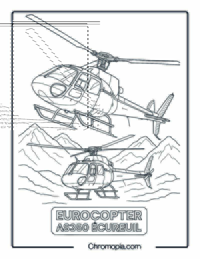Eurocopter AS350 Écureuil Alpine Patrol – Helicopter Coloring Page