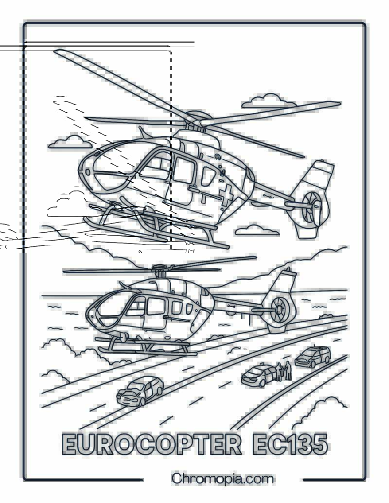 Eurocopter EC135 Air Ambulance Version – Helicopter Coloring Page