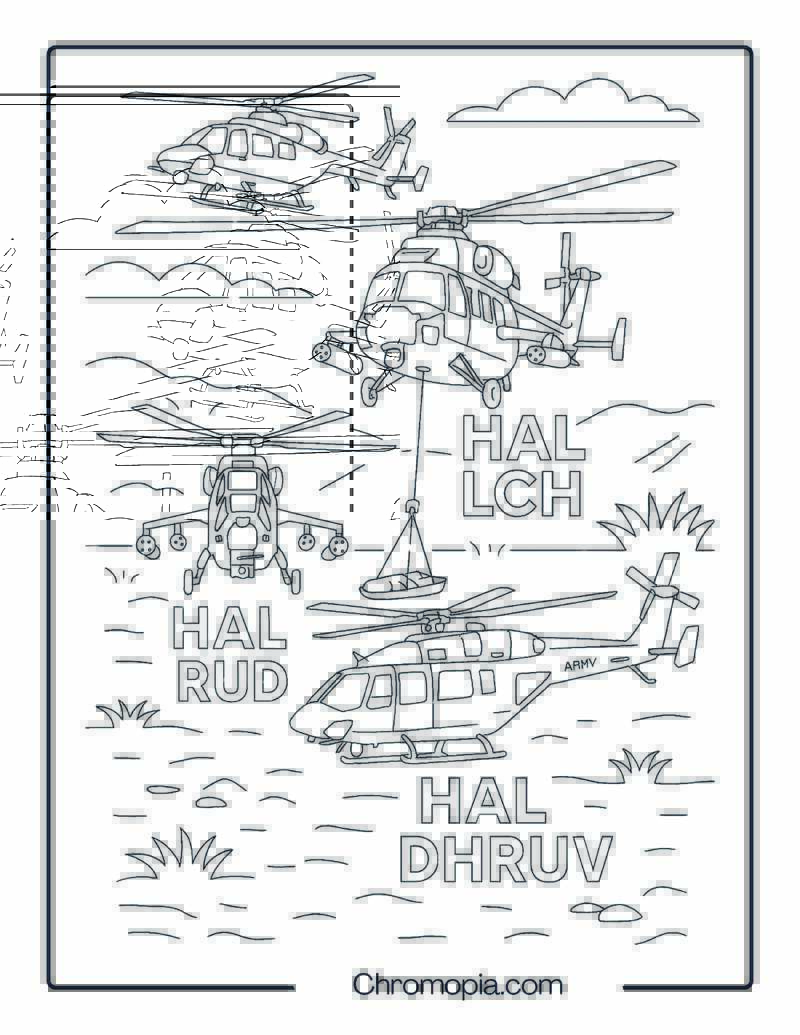 Indian Combat Helicopters Flyover – Helicopter Coloring Page