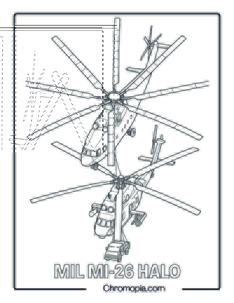 Mil Mi-26 Halo Heavy Lift Helicopter – Helicopter Coloring Page