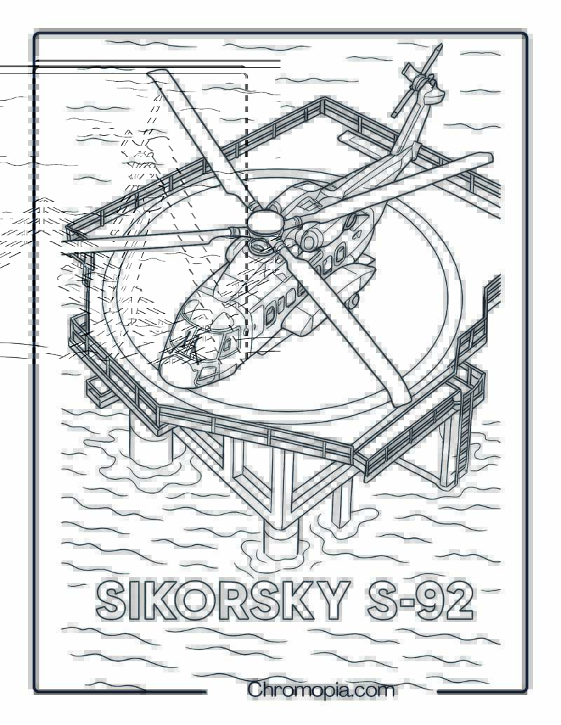 Sikorsky S-92 Search and Rescue Helicopter – Helicopter Coloring Page