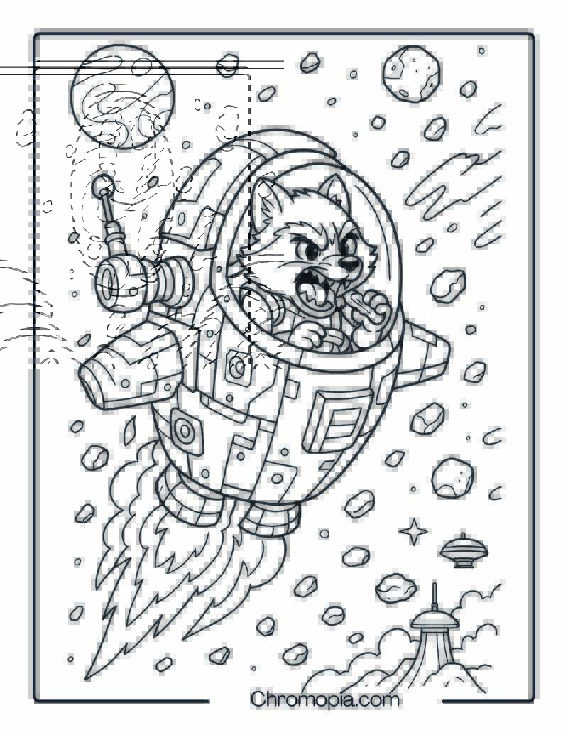 Rocket Raccoon’s Escape Pod – Guardians of the Galaxy Rocket Coloring Page