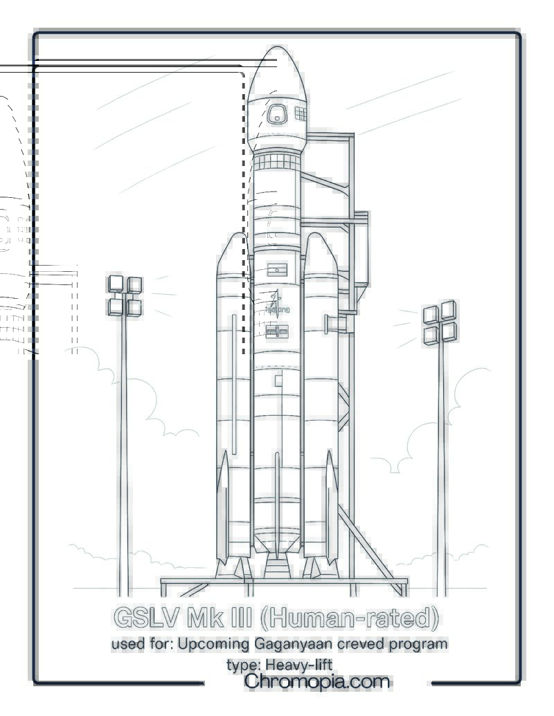 GSLV Mk III (Human-rated) – rocket coloring page