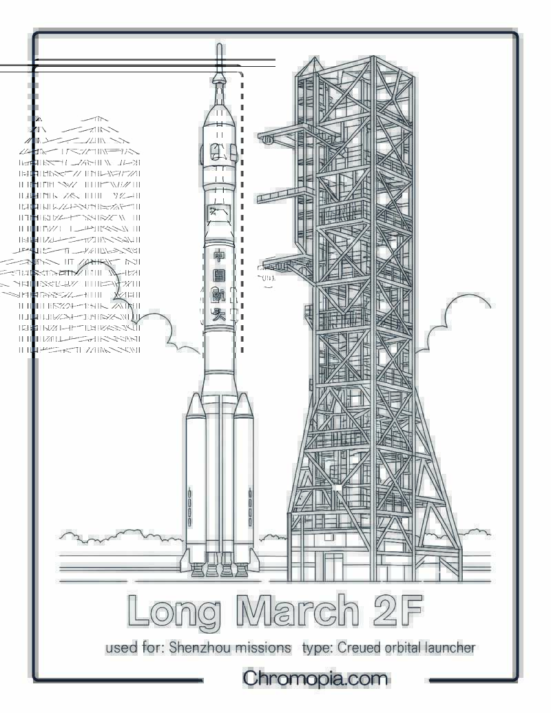 Long March 2F – rocket coloring page