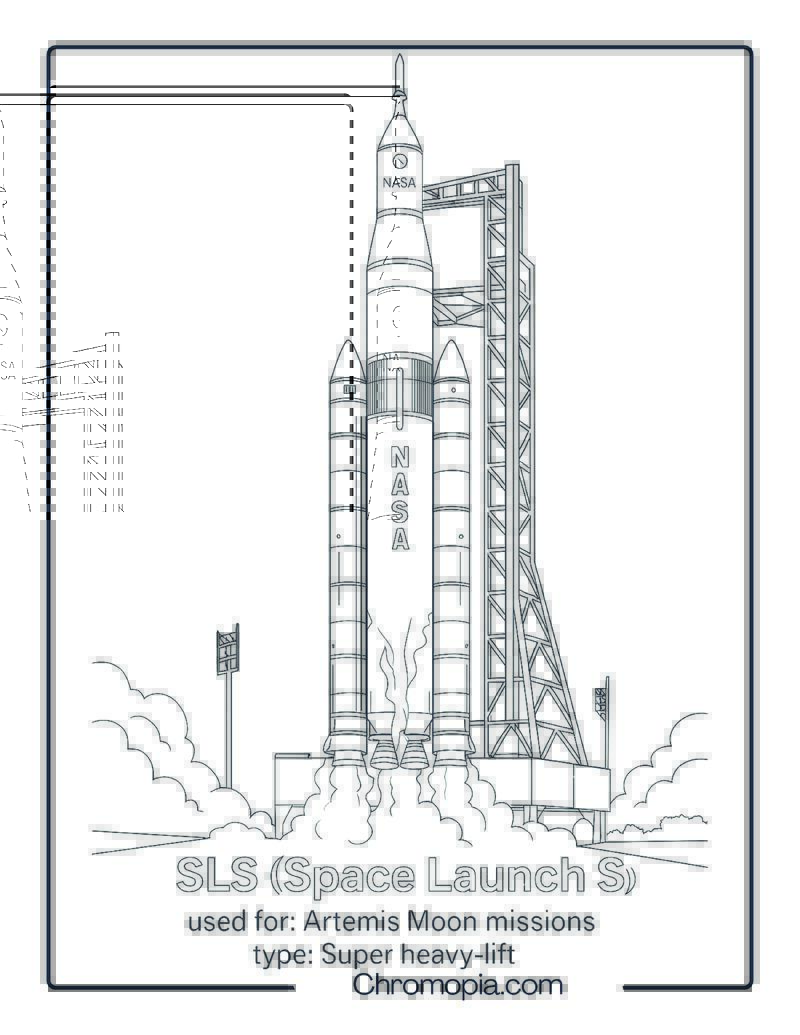 SLS (Space Launch System) – rocket coloring page