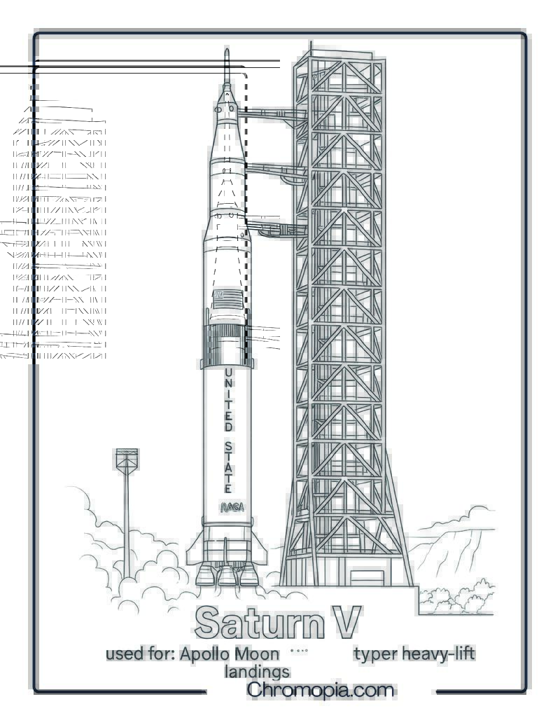 Saturn V – rocket coloring page