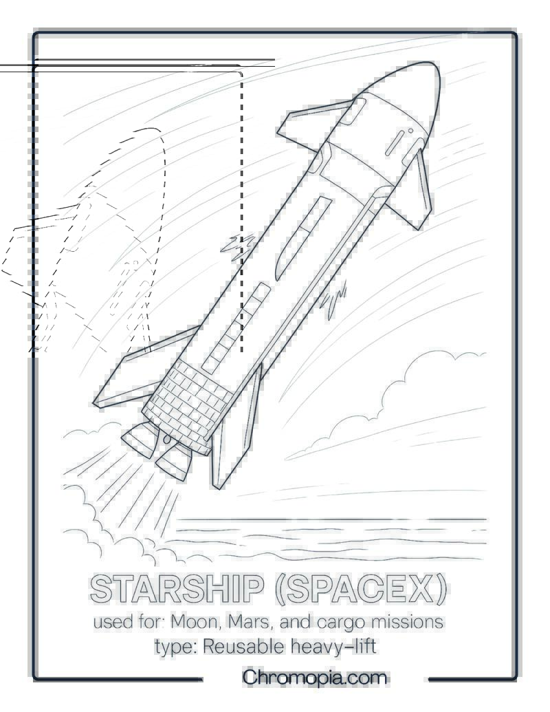 Starship (SpaceX) – rocket coloring page
