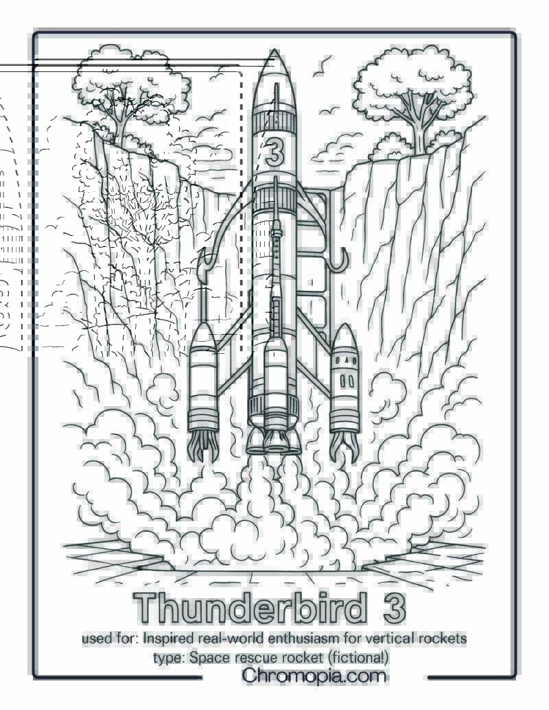 Thunderbird 3 – rocket coloring page