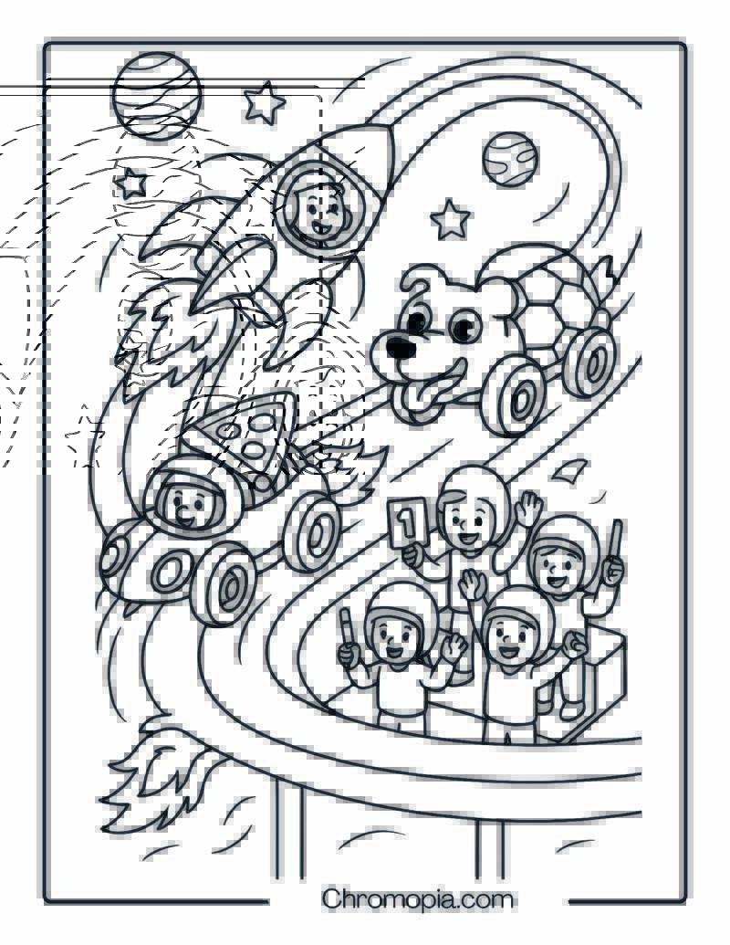 Rocket League Space Race – Cartoon Rocket Coloring Page