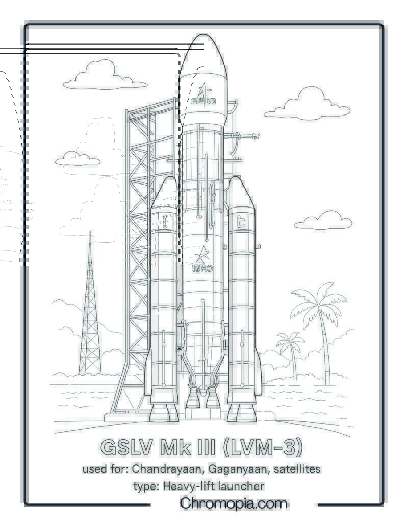 GSLV Mk III (LVM-3) – rocket coloring page