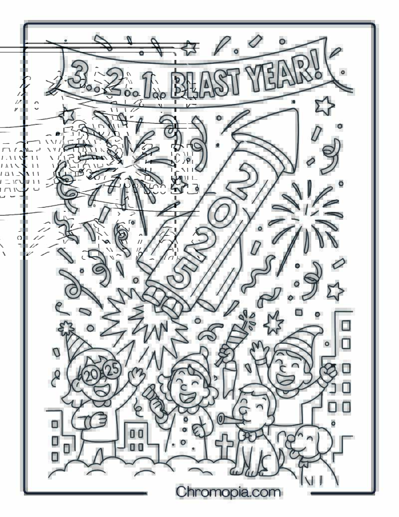 3… 2… 1… BLAST YEAR! – New Year’s Rocket Coloring Page